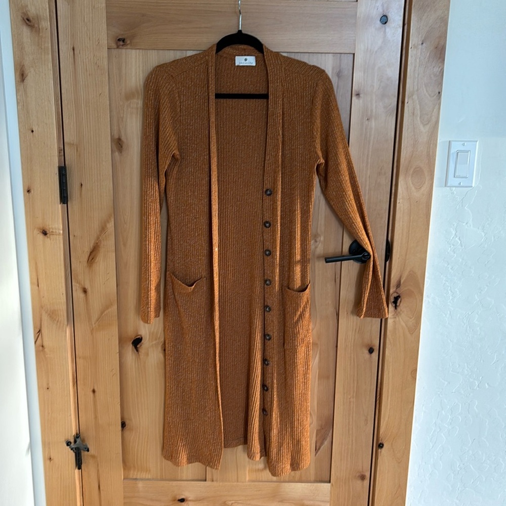 Fitted long duster cardigan